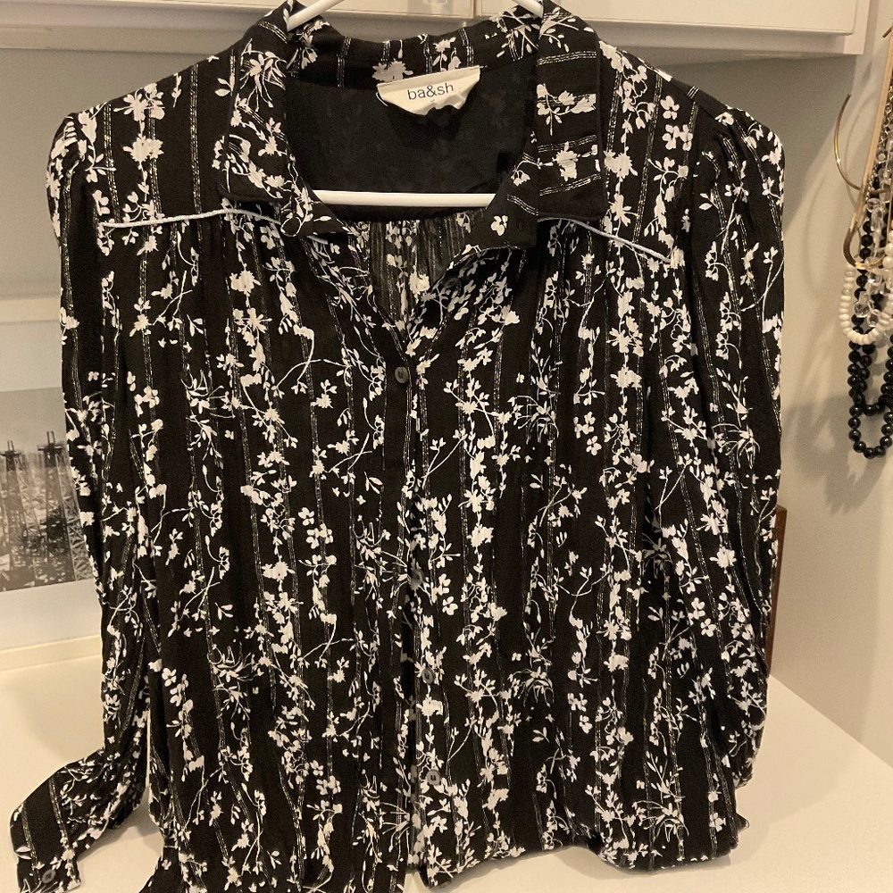 Ba&Sh Fiona Blouse in Black Print Viscose blouse